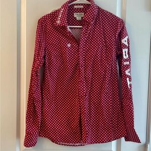 Women’s Ariat Red and White Geometric Shirt Size S